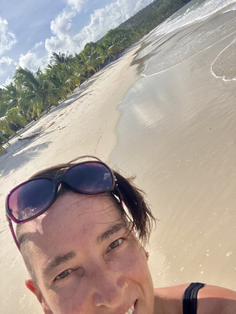 Sarah Simone Degethof at Koh Rong Beach (Long Set Beach) on Koh Rong Island (Cambodia)